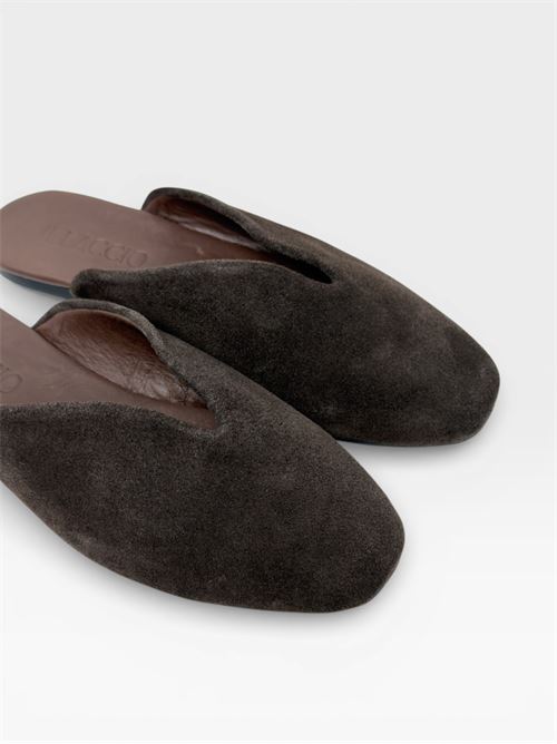 Mocassini in suede verde con nappine e perline IL LACCIO | 1918SUEDEBROWN